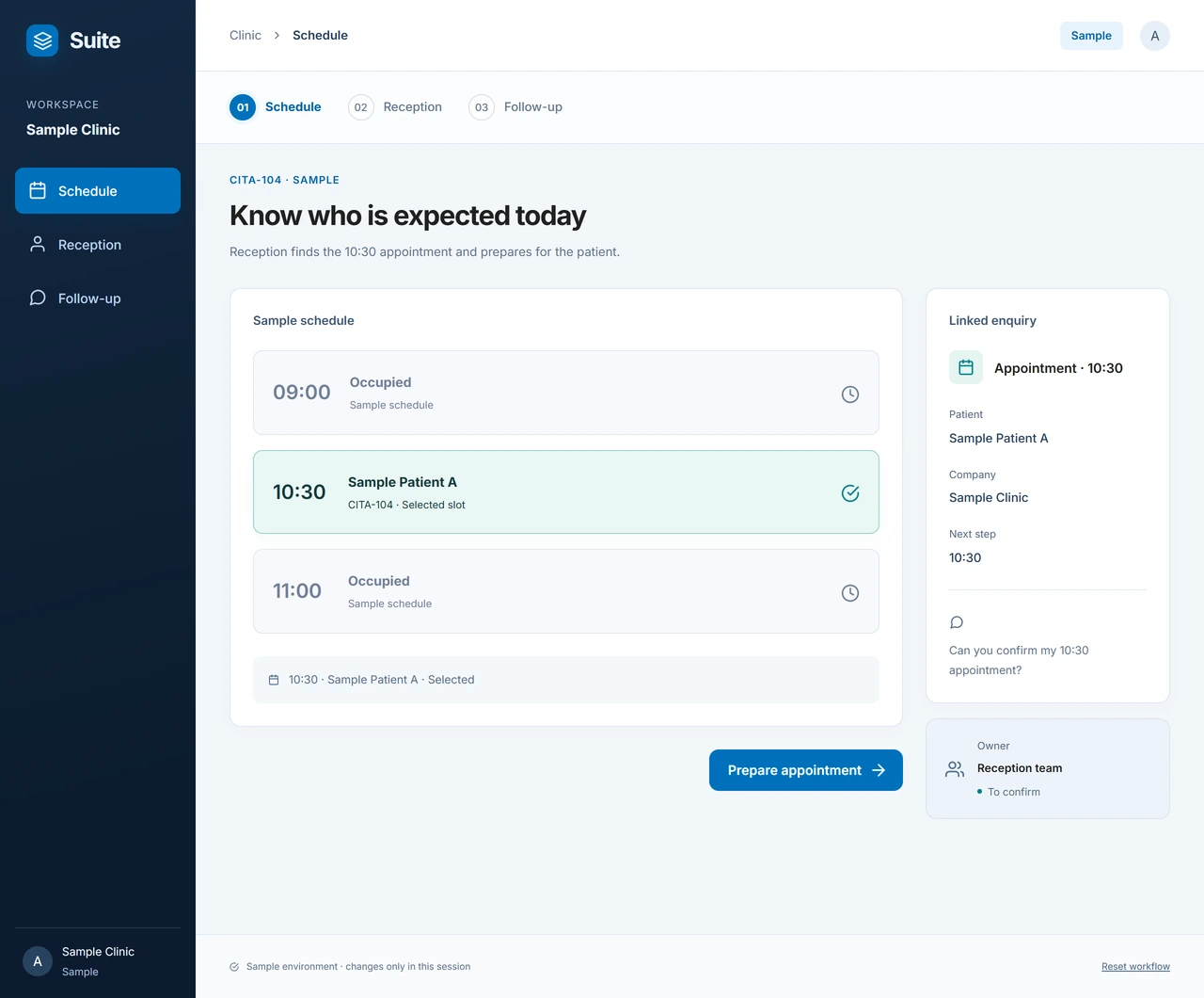 Sample: Find the appointment that needs attention