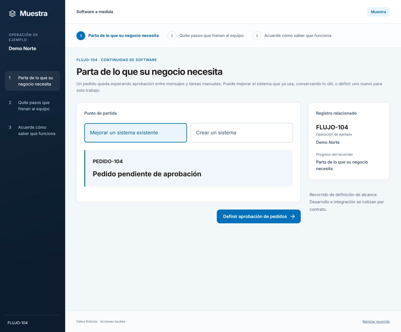 Muestra: Elija lo que necesita destrabar
